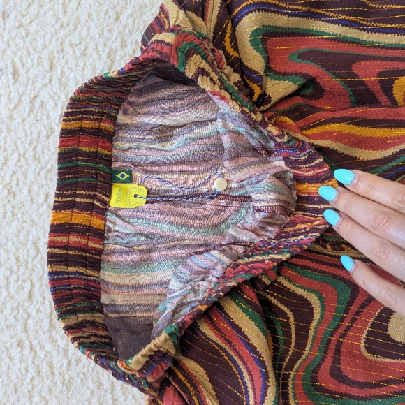 Farm Rio Exclusive Flowy Wavy Design Golden Accent Pants - Picture 12 of 12